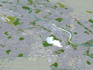Hamilton city new zealand 30km 3D Model