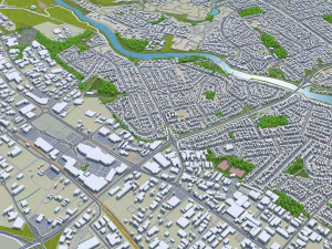 Hamilton city new zealand 30km 3D Model