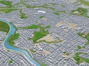 Hamilton city new zealand 30km 3D Model
