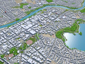 Hamilton city new zealand 30km 3D Model