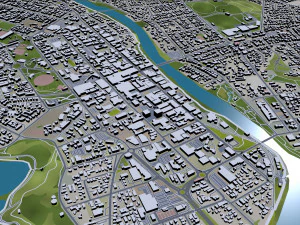 Hamilton city new zealand 30km 3D Model