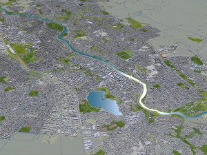 Hamilton city new zealand 30km 3D Model