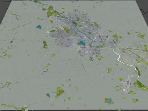 Hamilton city new zealand 30km 3D Model