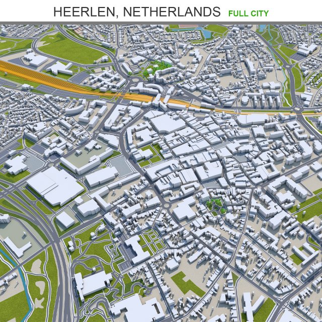 Heerlen city netherlands 40km Modello 3D .c4d .max .obj .3ds .fbx .stl .blend 