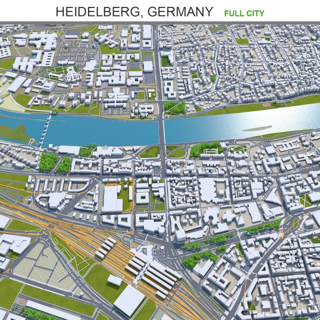 Heidelberg city germany 30km 3D Model .c4d .max .obj .3ds .fbx .stl .blend 