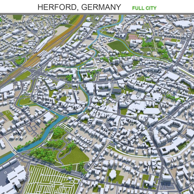 Herford city germany 30km 3D-Modell .c4d .max .obj .3ds .fbx .stl .blend 