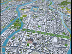 Hiroshima city japan 70km 3D Model