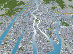 Hiroshima city japan 70km 3D Model