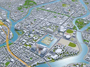 Hiroshima city japan 70km 3D Model
