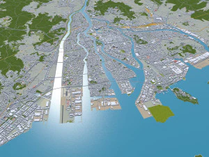 Hiroshima city japan 70km 3D Model