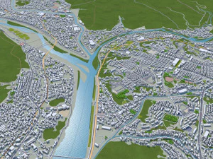 Hiroshima city japan 70km 3D Model