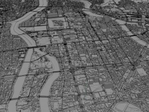 Hiroshima city japan 70km 3D Model