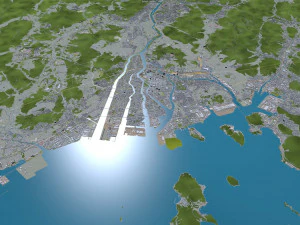 Hiroshima city japan 70km 3D Model
