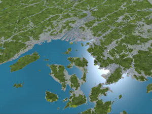 Hiroshima city japan 70km 3D Model
