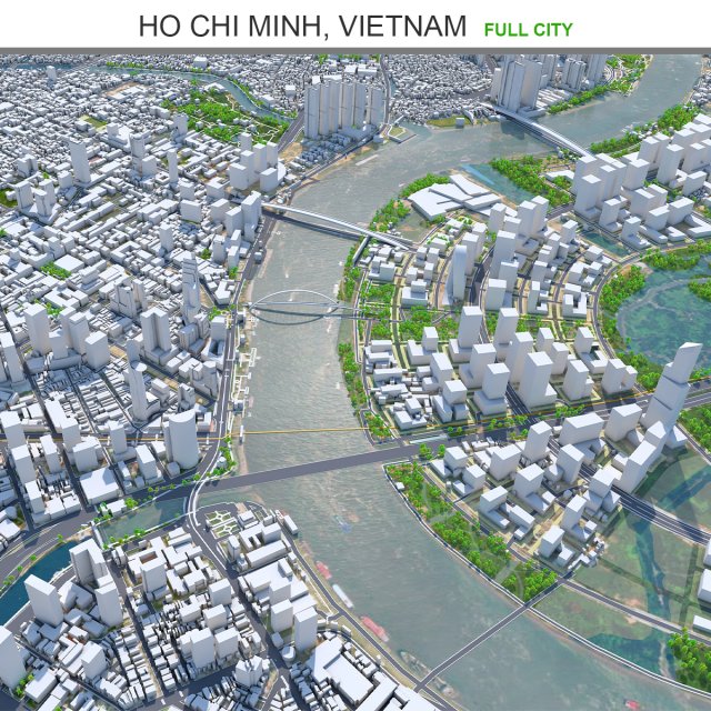 Ho chi minh city vietnam 100km 3D 모델 .c4d .max .obj .3ds .fbx .stl .blend 