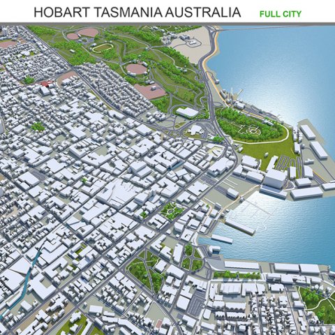 Hobart tasmania city australia 60km Modèle 3D .c4d .max .obj .3ds .fbx .stl .blend 