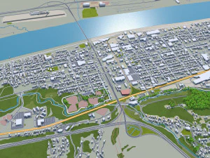 Huntington city west virginia 35km 3D Model