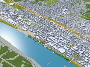 Huntington city west virginia 35km 3D Model