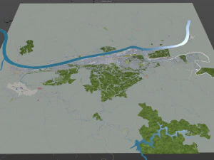 Huntington city west virginia 35km 3D Model