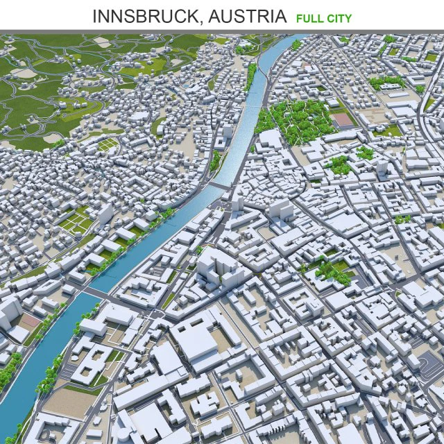 Innsbruck city austria 20km 3D Model .c4d .max .obj .3ds .fbx .stl .blend 