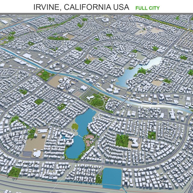 Irvine city california 30km 3D Модель .c4d .max .obj .3ds .fbx .stl .blend 