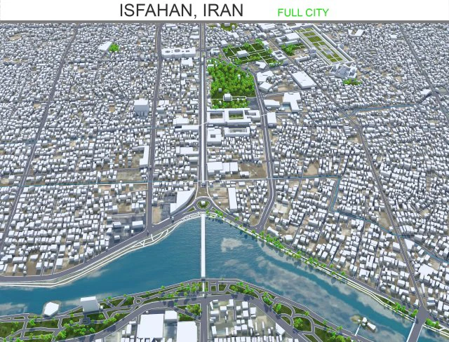 Isfahan city iran 60km 3D Model .c4d .max .obj .3ds .fbx .stl .blend 