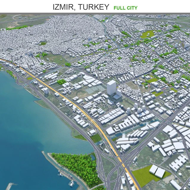 Cidade de Izmir Turquia 50 km Modelo 3D .c4d .max .obj .3ds .fbx .stl .blend 