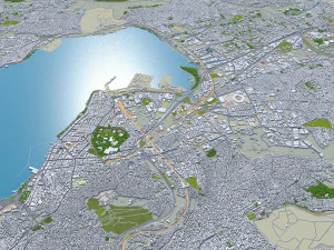 Cidade de Izmir Turquia 50 km Modelo 3D