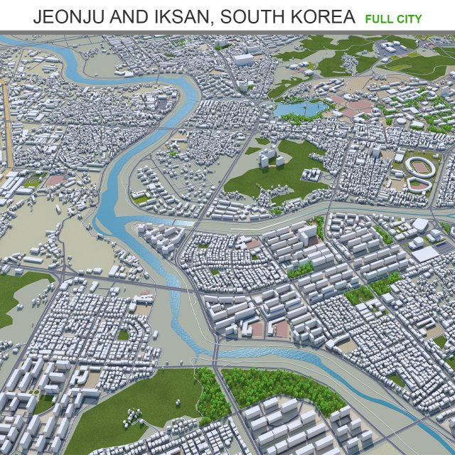 Jeonju and iksan city south korea 60km 3D Model .c4d .max .obj .3ds .fbx .stl .blend