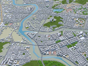 Jeonju e cidade de iksan, Coreia do Sul, 60 km Modelo 3D
