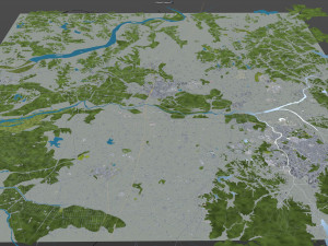 Jeonju and iksan city south korea 60km 3D Model