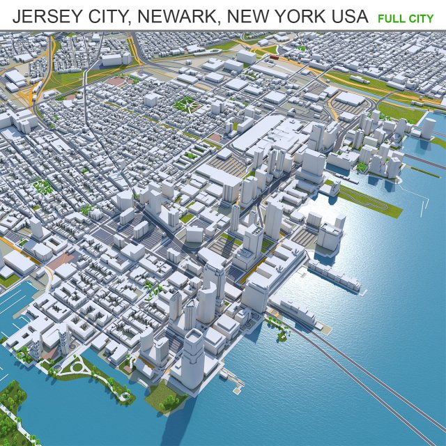 Jersey city newark new york 25km 3D मॉडल .c4d .max .obj .3ds .fbx .stl .blend