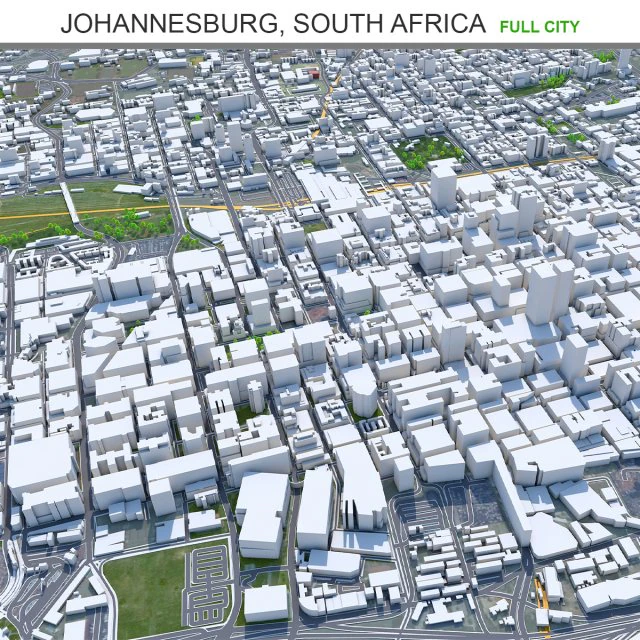 Johannesburg city south africa 60km 3D Model .c4d .max .obj .3ds .fbx .stl .blend 