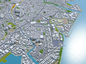 Kagoshima city japan 100km 3D Model