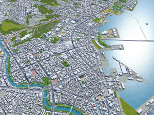 Kagoshima city japan 100km 3D Model