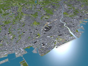 Kagoshima city japan 100km 3D Model