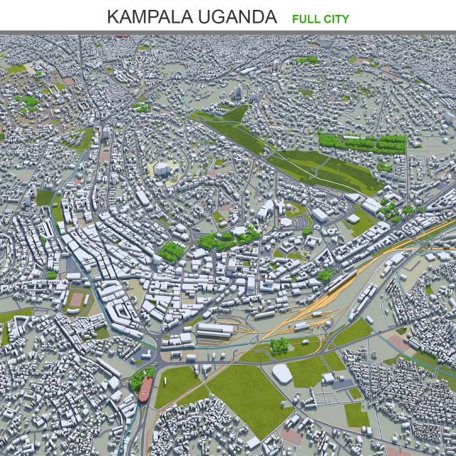 Kampala city uganda 40km 3D Model .c4d .max .obj .3ds .fbx .stl .blend 