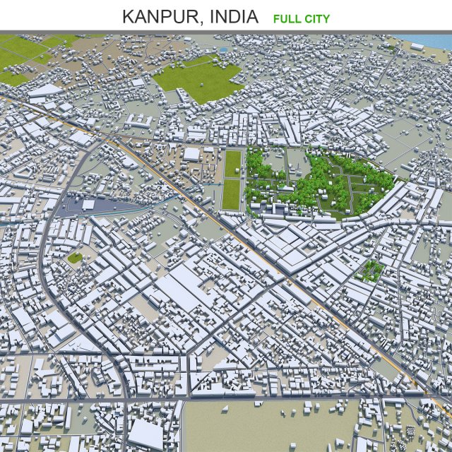 Kanpur city india 40km 3Dモデル .c4d .max .obj .3ds .fbx .stl .blend 
