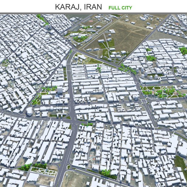 Karaj city iran 50km 3D Модель .c4d .max .obj .3ds .fbx .stl .blend 