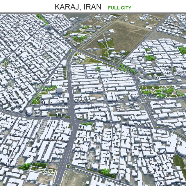 Karaj city iran 50km 3D Model .c4d .max .obj .3ds .fbx .stl .blend 