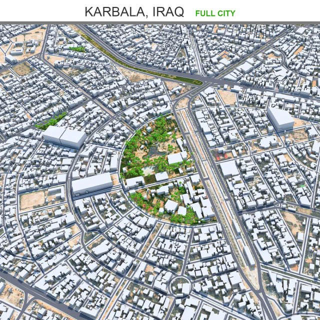 Karbala city iraq 40km 3D Model .c4d .max .obj .3ds .fbx .stl .blend 