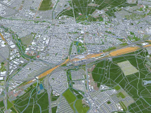 Karlsruhe city germany 40km 3D Model