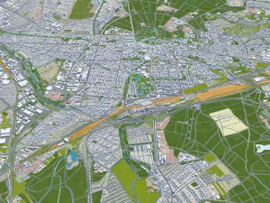 Karlsruhe city germany 40km 3D Model