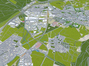 Karlsruhe city germany 40km 3D Model