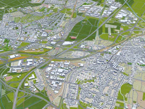 Karlsruhe city germany 40km 3D Model