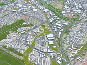 Karlsruhe city germany 40km 3D Model