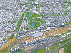 Karlsruhe city germany 40km 3D Model