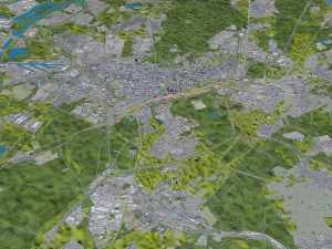 Karlsruhe city germany 40km 3D Model