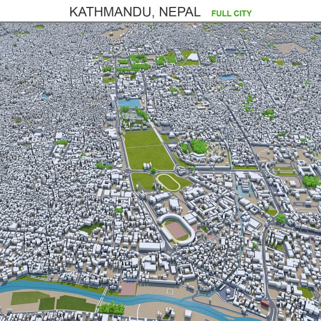 Kathmandu city nepal 40km 3D Model .c4d .max .obj .3ds .fbx .stl .blend 
