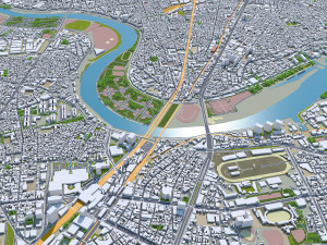 Kawasaki city japan 50km 3D Model